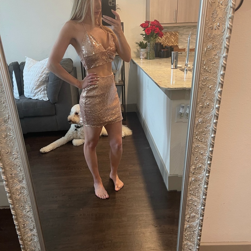 Champagne Pink Sequins 2 piece set